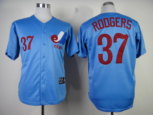 Men Montreal Expos 37 Roogers Blue MLB Jerseys